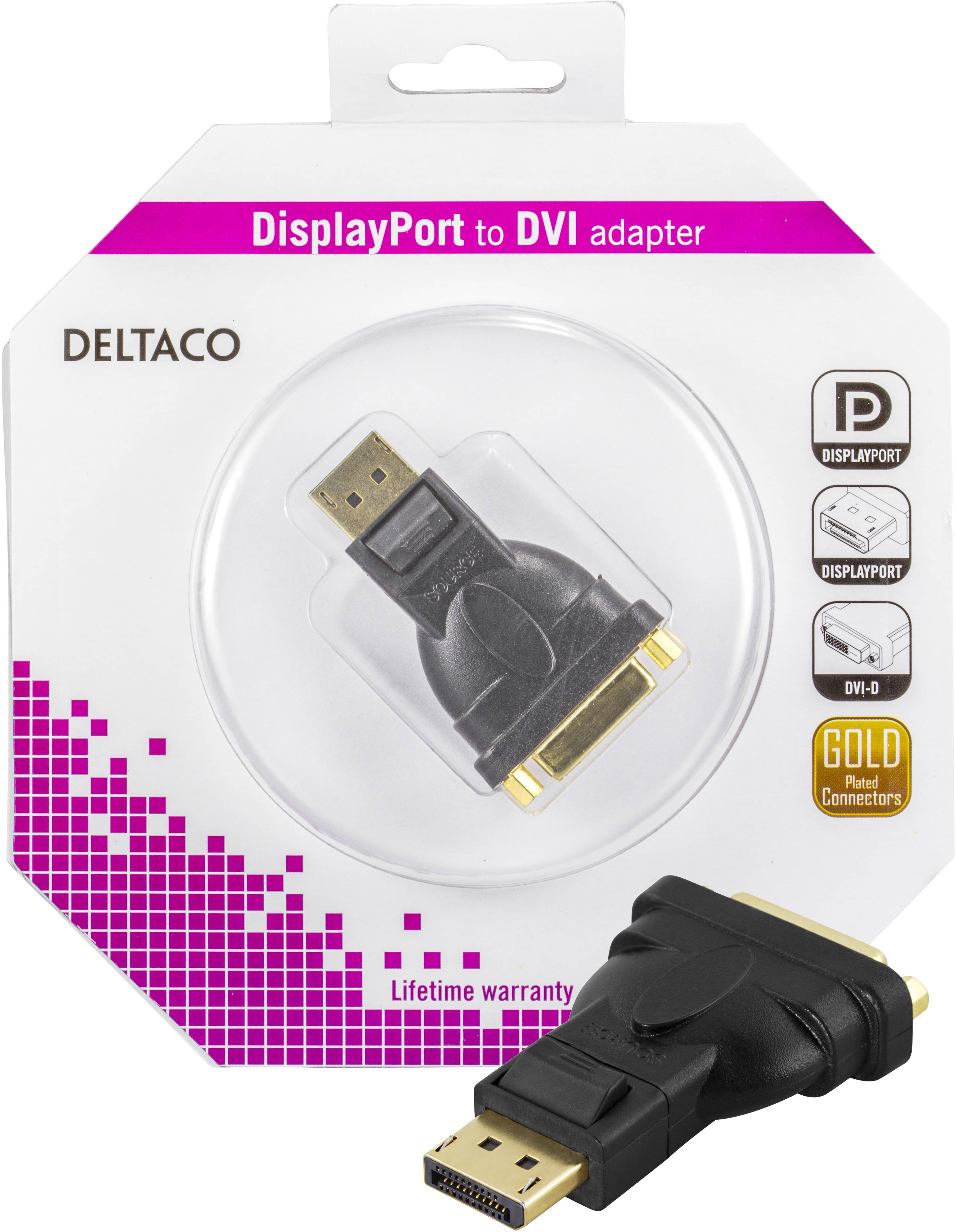 DELTACO DisplayPort till DVI-D Single Link adapter, ha - ho thumbnail